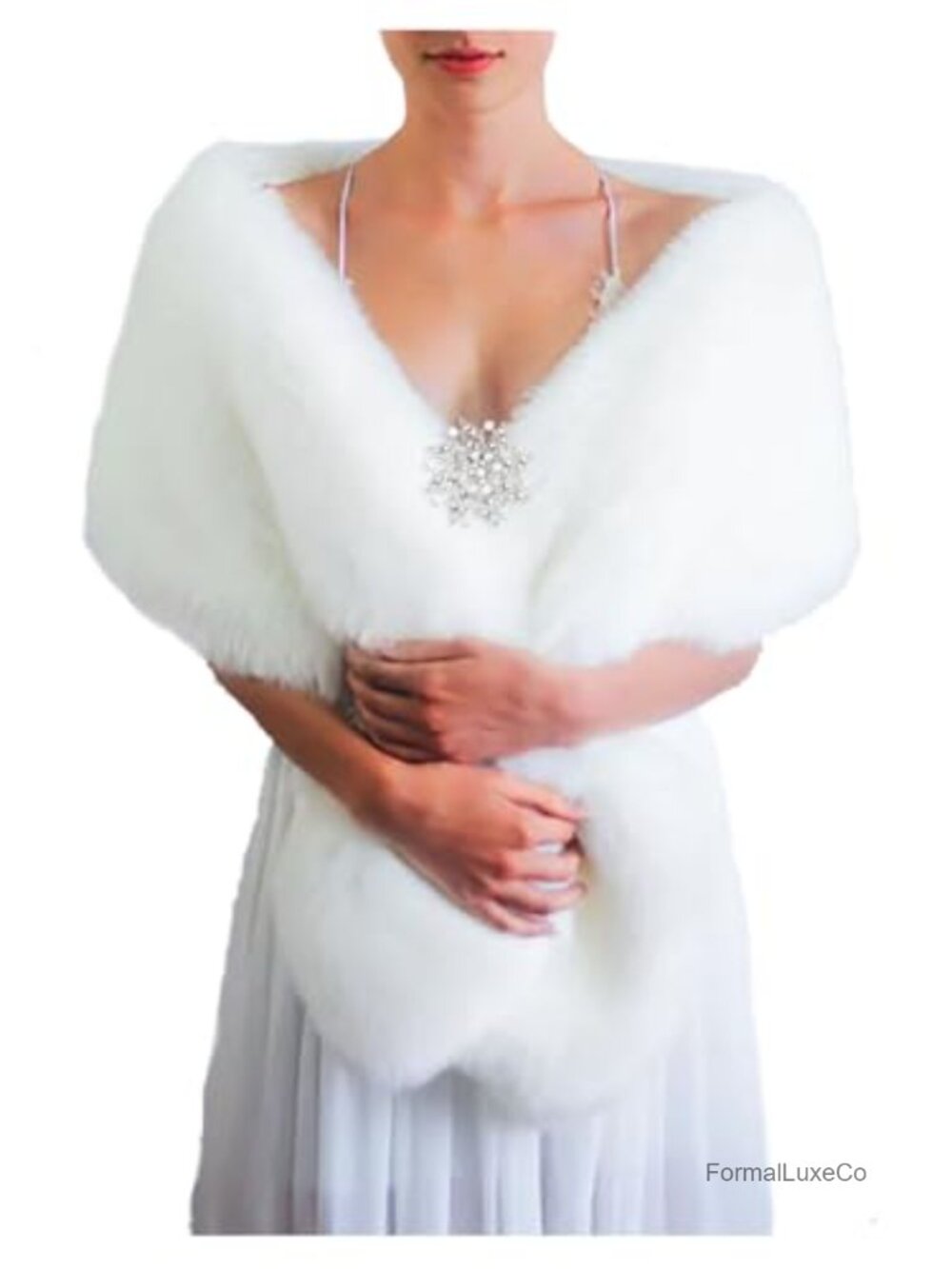 Faux Fur Shawl Wrap Bridal Stole Scarf for Women